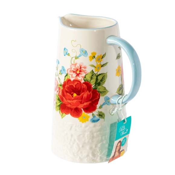 ❤️ New Pioneer Woman Sweet Rose White 2.1 Quart Pitcher - Picture 5 of 7